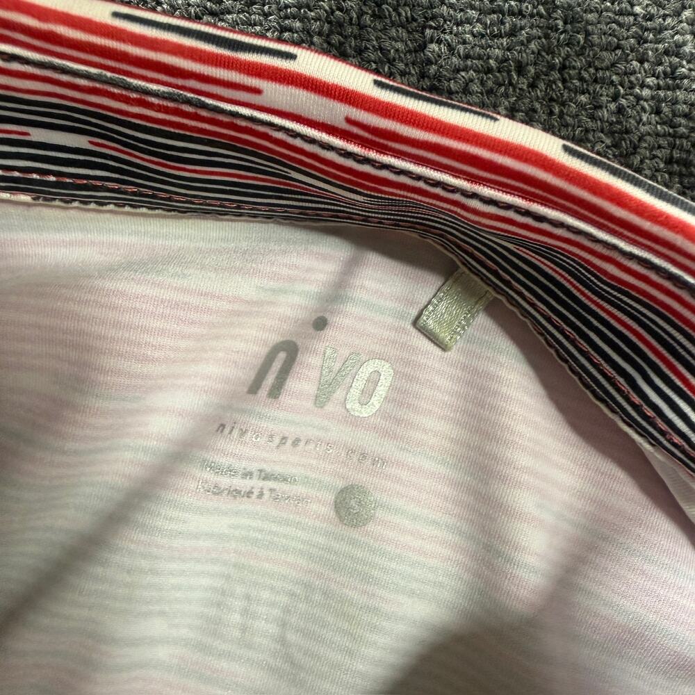 Vintage Y2k Nivo Red Black 3/4 Sleeve Button Front Golf Tennis Polo Small - Picture 3 of 5